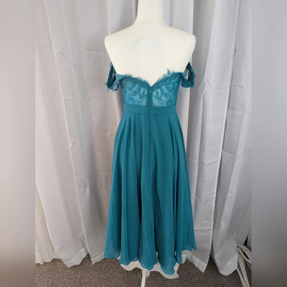 JJ's House Jade Bridesmaid Dress Off Shoulder - Picture 3 of 3